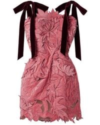 Oscar de la Renta - Appliquéd Tulle Mini Dress - Lyst