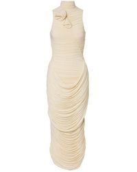 Magda Butrym - Floral-Appliqué Draped Ruched Gown - Lyst