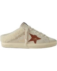 Golden Goose - Super-Star Sabot Shearling-Lined Distressed Leather-Trimmed Suede Slip-On Sneakers - Lyst