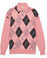 JW Anderson - Jw Anderson X Pringle Argyle Polo Top - Lyst
