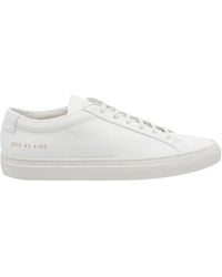 Common Projects - Achilles Low Smooth Calfskin Sneakers With Laminated Logo - Lyst