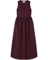 Matteau - Gathered Organic Cotton-Poplin Midi Dress - Lyst