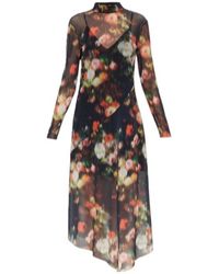 AllSaints - Gracie Sheer Floral Midi Dress - Lyst