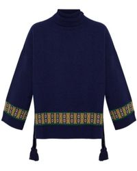Etro - Wool-Blend Kimono Sweater With Tassels And Geometric Motif - Lyst