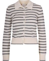 A.P.C. - Cardigan A Righe Ecru - Lyst