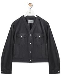 Loewe - Long-Sleeved Leather Jacket - Lyst