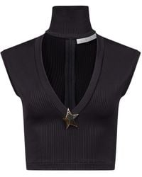 Area - Star-Stud Rib-Knit Crop Top - Lyst