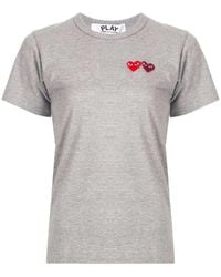 COMME DES GARÇONS PLAY - Logo Embroidered Crew Neck T-Shirt - Lyst