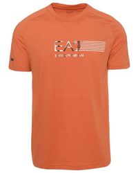 EA7 - Line Logo Shoulder Collar T-Shirt - Lyst