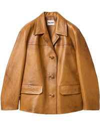 Miu Miu - Button-Up Leather Jacket - Lyst