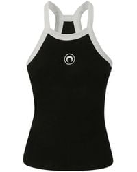 Marine Serre - Crescent Moon Embroidered Racerback Ribbed Top - Lyst