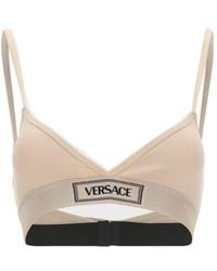 Versace - Logo-Patch V-Neck Bra - Lyst