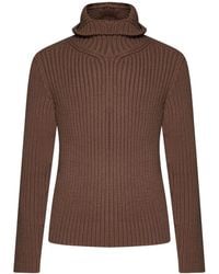 Lanvin - Long Sleeved Hooded Knitted Jumper - Lyst