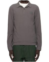 Stone Island - Long-Sleeved Cotton Jersey Polo Shirt - Lyst