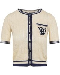 Valentino - Logo Embroidered Crewneck Cardigan - Lyst