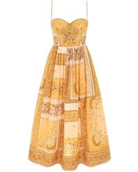 Zimmermann Tama Corset Midi Dress in Natural | Lyst