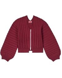 KENZO - 3D' Embroidered Rib-Knit Cardigan - Lyst