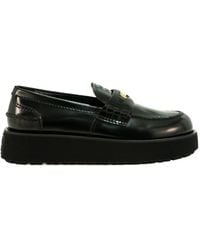 Miu Miu - Logo-Embossed Leather Loafers - Lyst