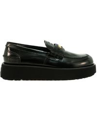 Miu Miu - Logo-Embossed Leather Loafers - Lyst