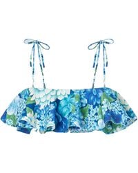 ALÉMAIS - Ruffled Floral-Print Bikini Top - Lyst