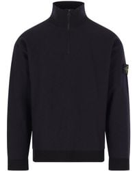 Stone Island - Logo Patch Half-Zipped Jumper - Lyst