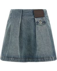 Loewe - Pleated Pocket Denim Skirt - Lyst