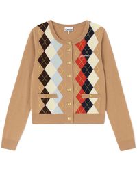 Ganni - Argyle Printed Cardigan - Lyst