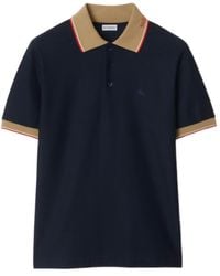Burberry - Logo Collar Cotton Polo Shirt - Lyst