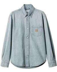 Miu Miu - Denim Shirt With Embroidered Camel Logo - Lyst