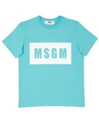 MSGM - Round-Necked Logo T-Shirt - Lyst