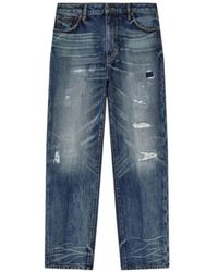 Emporio Armani - Distressed Straight Leg Jeans - Lyst