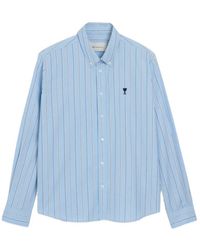Ami Paris - Ami Ami De Coeur Vertical-Stripe Buttoned Shirt - Lyst