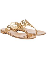 Gianvito Rossi - Golden Leather Sandals - Lyst