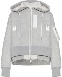 Sacai - Cotton Blend Padded Hoodie - Lyst