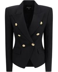 Balmain - 6 Buttons Fitted Grain De Poudre Jacket - Lyst