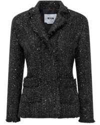 MSGM - Long-Sleeved Single-Breasted Bouclé Blazer - Lyst
