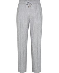Brunello Cucinelli - Linen Chevron Leisure Fit Pants - Lyst