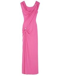 Versace - Dress With Decorative Safety Pin And Draping - Lyst