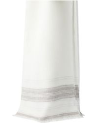 Brunello Cucinelli - Embroidered-Detail Striped Linen Scarf - Lyst