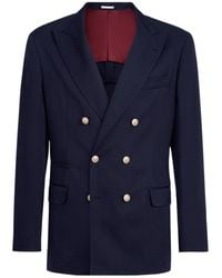 Brunello Cucinelli - Silk Délavé And Linen Twill Deconstructed Blazer - Lyst