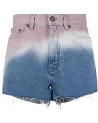 Saint Laurent - Tie-Dye Denim Shorts - Lyst
