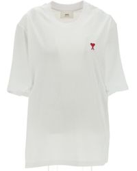 Ami Paris Crystal Logo Short-Sleeved T-Shirt in White | Lyst