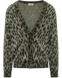 Laneus - Leopard-Print V-Neck Cardigan - Lyst