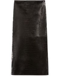 Gucci - Printed Leather Midi Skirt - Lyst