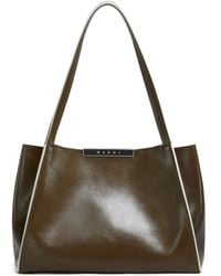 Marni - Deep Leather Cresta E/W Small Tote Bag - Lyst