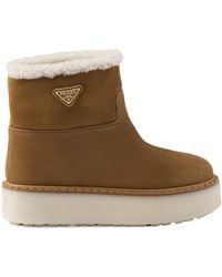 Prada - Triangle-Logo Slip-On Boots - Lyst