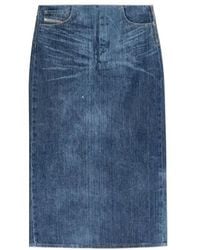 DIESEL - De-Pra-S3 Denim Midi Skirt - Lyst