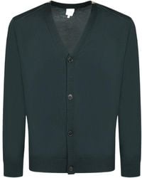 Paul Smith - Stripe Collar Button Cardigan - Lyst