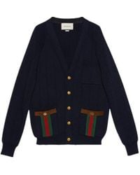 Gucci - Knit Wool Blend Cardigan With Web - Lyst