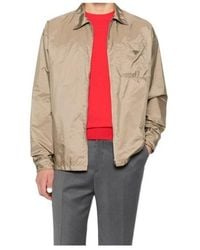 Prada - Logo Plaque Zip-Up Jacket - Lyst